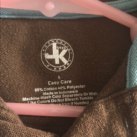 ✨J. Khaki Brown and Blue Striped Polo Shirt - Picture 2 of 3